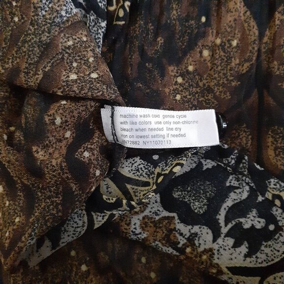 Fashion Bug Women's Size 1X Brown Black Button Dark Fairy Core Bell Sleeve Top - Picture 7 of 11